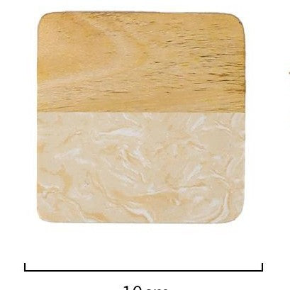 Marble Stitching Acacia Wood Coaster