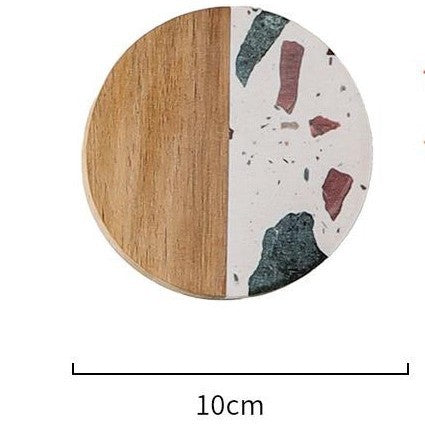 Marble Stitching Acacia Wood Coaster