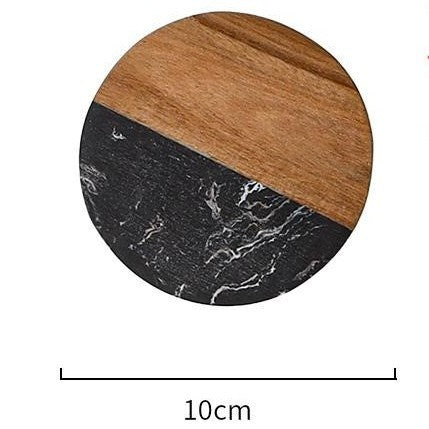 Marble Stitching Acacia Wood Coaster
