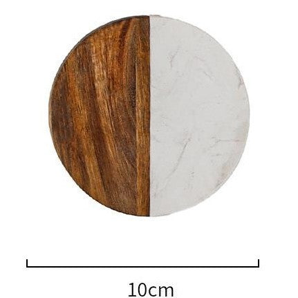 Marble Stitching Acacia Wood Coaster